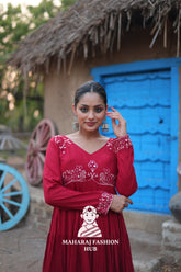 Stunning Reyon Fabric Gown with Luxurious 15 Meter Flair
